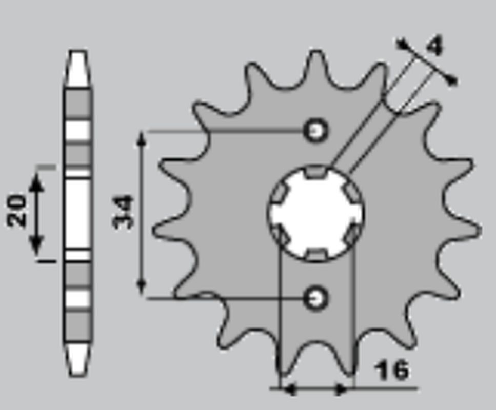 PBR řetězové kolo přední 263 16 18NC YAMAHA DT/TZR/SR/RD 125 (řetěz 428) (MADE IN ITALY)